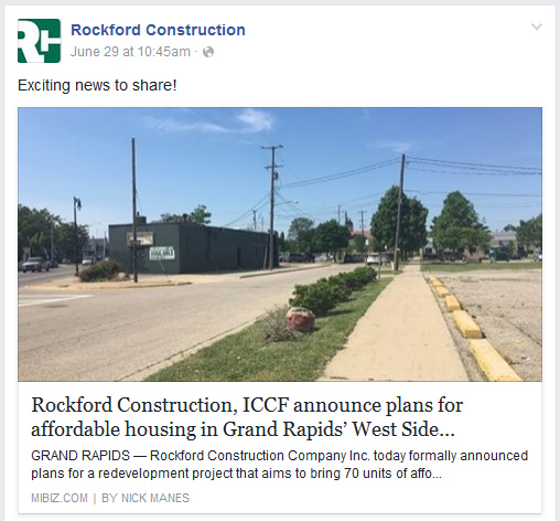 Rockford Construction Affordable Housing Facebook Post